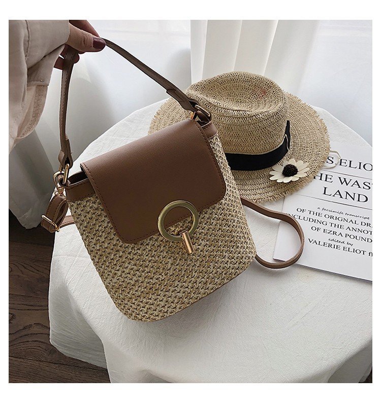 Black Straw Beach Bag