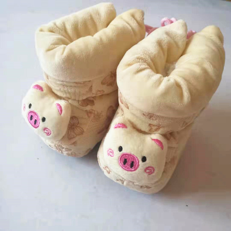 婴儿虎头鞋，可爱猪卡通头 中帮 温暖宝宝0-1岁