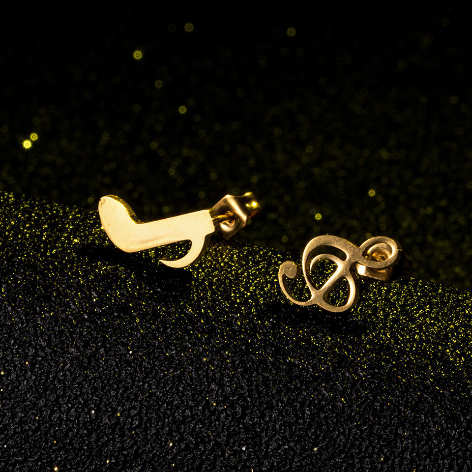 creative personality asymmetrical note alloy earrings wholesalepicture3