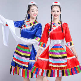 少数民族服装舞台演出服水袖舞蹈裙广场舞衣服藏族舞蹈演出服装女