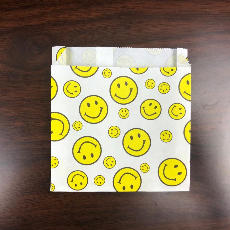 【90个】厂货源头笑脸纸袋薯条袋防油小吃袋外卖打包袋美味尖底油纸
