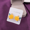 Accessory, decorations, earrings, ear clips, crystal, wholesale, Korean style, flowered