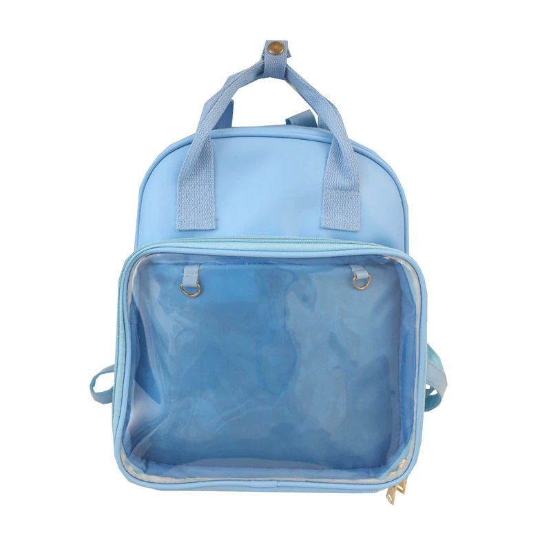 Backpack, polyurethane capacious school bag, transparent travel bag for leisure, 2020, Korean style
