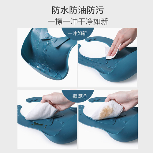 Color box full baby silicone bib baby bib waterproof three-dimensional eating pocket children's saliva napkin saliva pocket