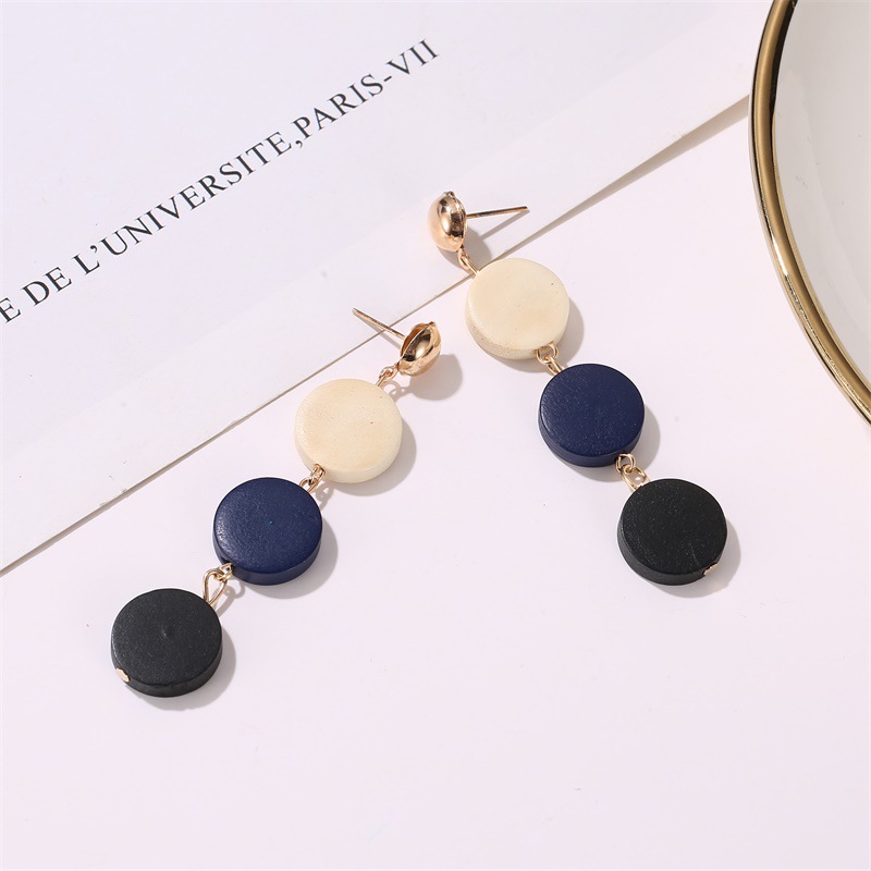 Korean Fashion Earrings Creative Wooden Tassel Earrings Female Color Long Wooden Earrings display picture 6