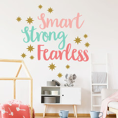 Vanshi New Colorful English Wall Sticker, Intelligent, Strong, Fearless, Inspiring English Proverb Sticker FX1553