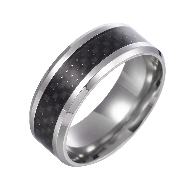 Cross-border Rings Jewelry Wholesale Jewelry Stainless Steel Carbon Fiber Ring display picture 5