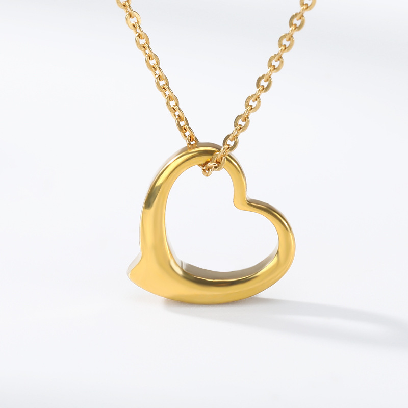 Copper Pendant Material Necklace Classification 304 Stainless Steel Chain Material cable chain Chain Type PVD Coated Real Gold Plated Heart Stainless Steel Fashion Waterproof Non Tarnish 304 Stainless Steel Lobster Trigger Clasp Closure Necklace