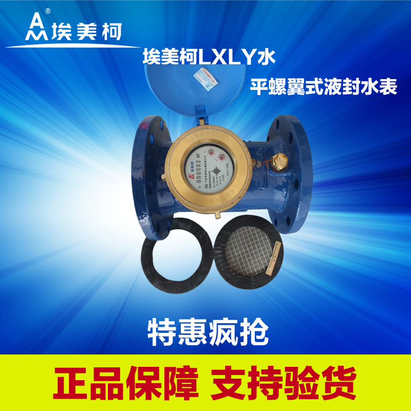 正品埃美柯螺翼式液封冷水表法兰水表大口径管流量仪表LXLY-E014