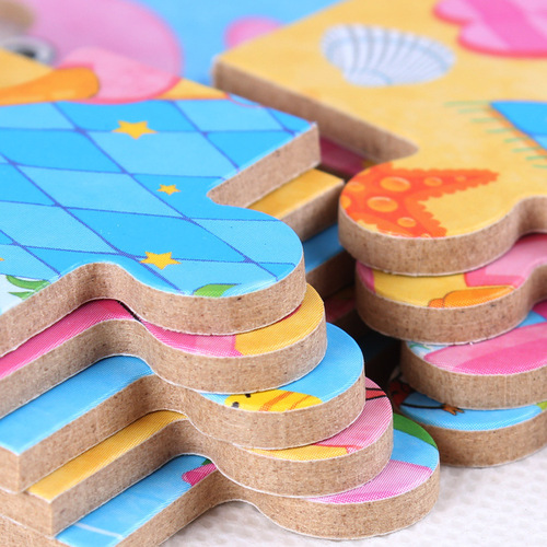 Cross-border wooden children's puzzle four-in-one iron box animal puzzle puzzle baby educational toy flat puzzle