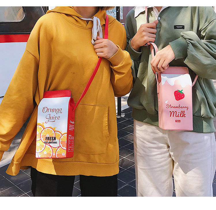 397g Weight Polyester Lining Material Magnetic Buckle Closure Type Single Shoulder Strap Strap Type Square Bag Bags Type Casual, Daily Occasion Pu Leather Material Fruit Pattern All Seasons Season Women'S Gender Cute Style Square Shape Orange, Rose Red Color Small Size Women's Small Pu Leather Square Bag Shoulder Bag 9