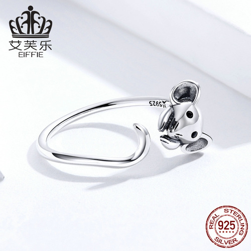 Avle's original new cute mouse sterling silver s925 open ring New Year's zodiac rat ring one piece drop shipping