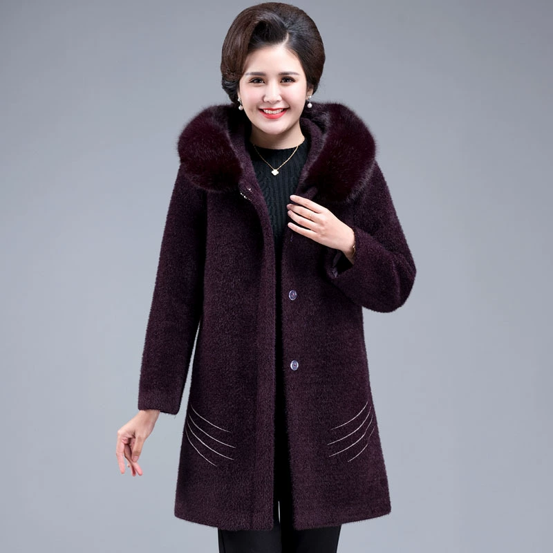 Зимнее пальто с имитацией бархата 2010 года, длинное пальто в западном стиле, новинка 2019 для женщин среднего возраста, осень и зима плюс Толстая Новинка