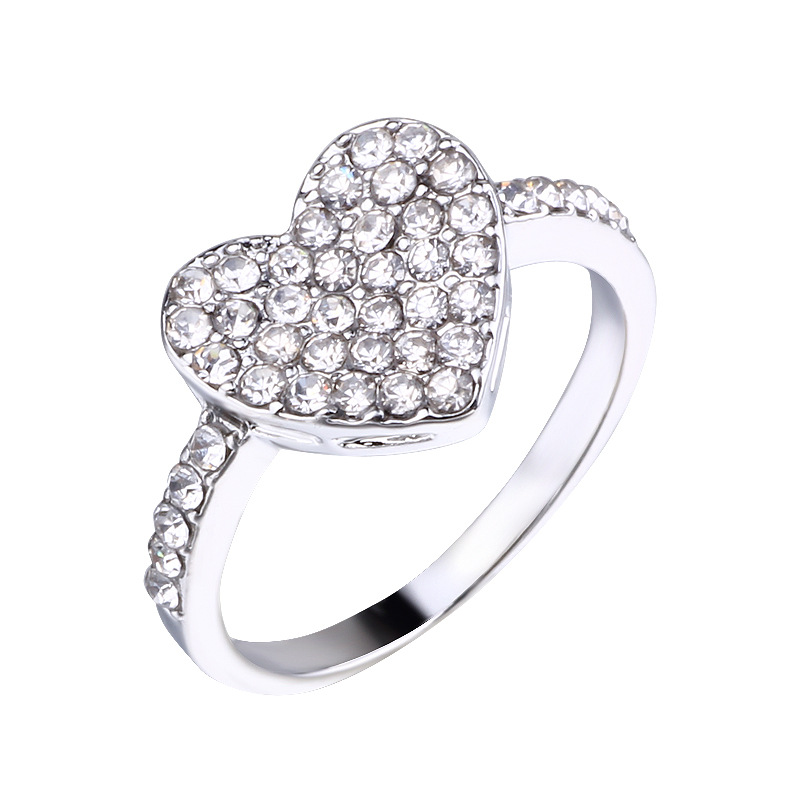 Vacation Simple Style Heart Shape Alloy Inlay Zircon Women's Rings display picture 2