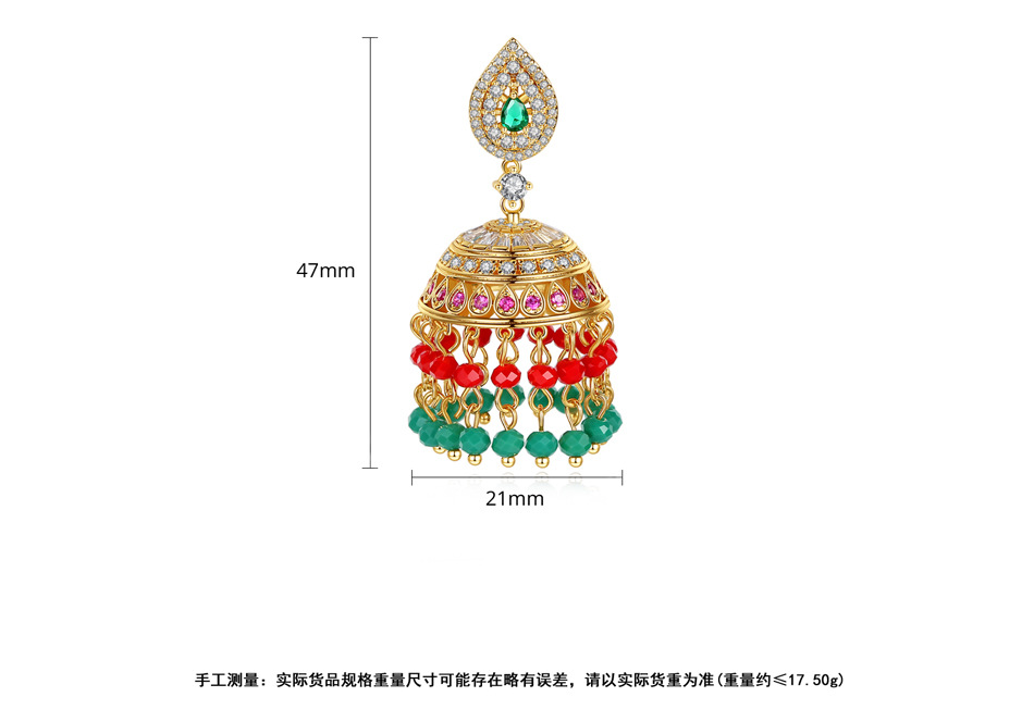 Wholesale Earrings New Retro Ethnic Copper Inlaid Zirconium Earrings Hollow Banquet Female Earrings display picture 6