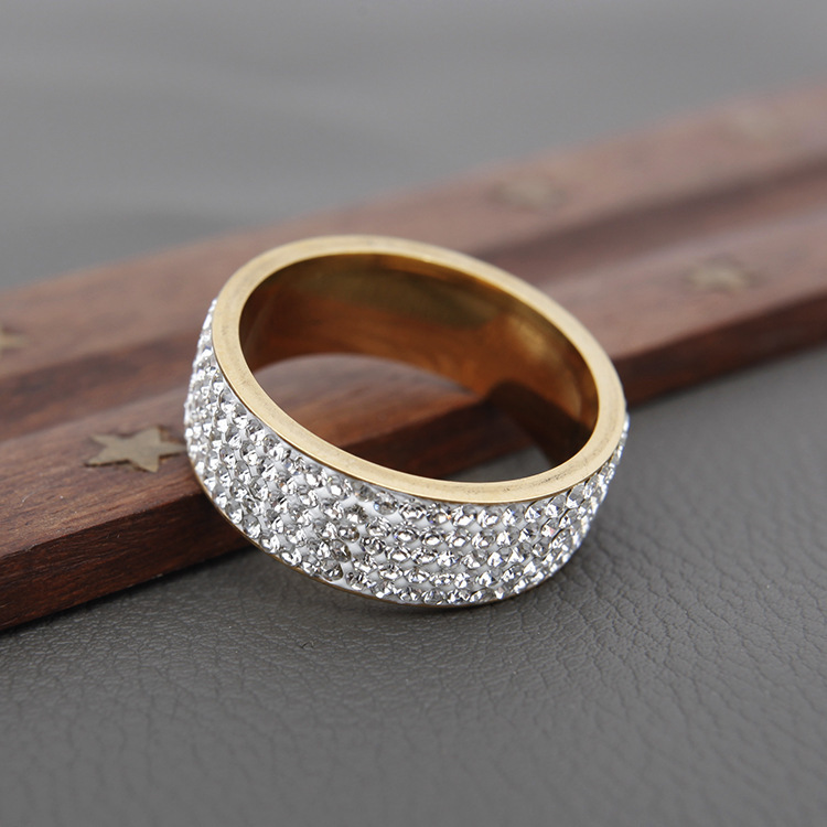 Mode Geometrisch Rostfreier Stahl Diamant Künstliche Edelsteine Ringe display picture 11