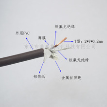 T型热电偶测温线PVC2*7*0.2mm多股铁氟龙绝缘金属丝屏蔽铝箔纸包