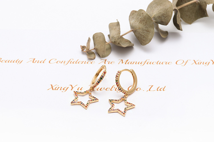 fashion hollow color zircon star earringspicture2