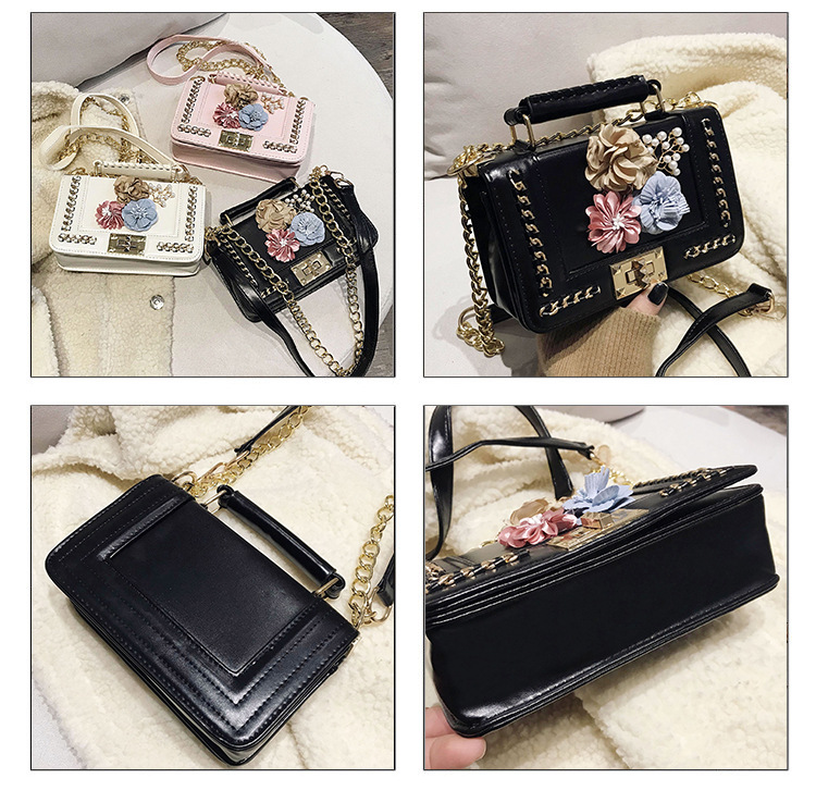 Fashion Handbag Color Flower Pearl Small Square Bag Shoulder Diagonal Bag display picture 38