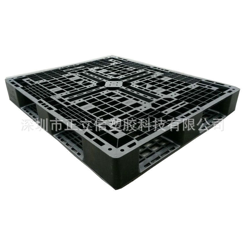 厂家东莞惠州一次性黑色九脚卡板塑料托盘物流周转叉车