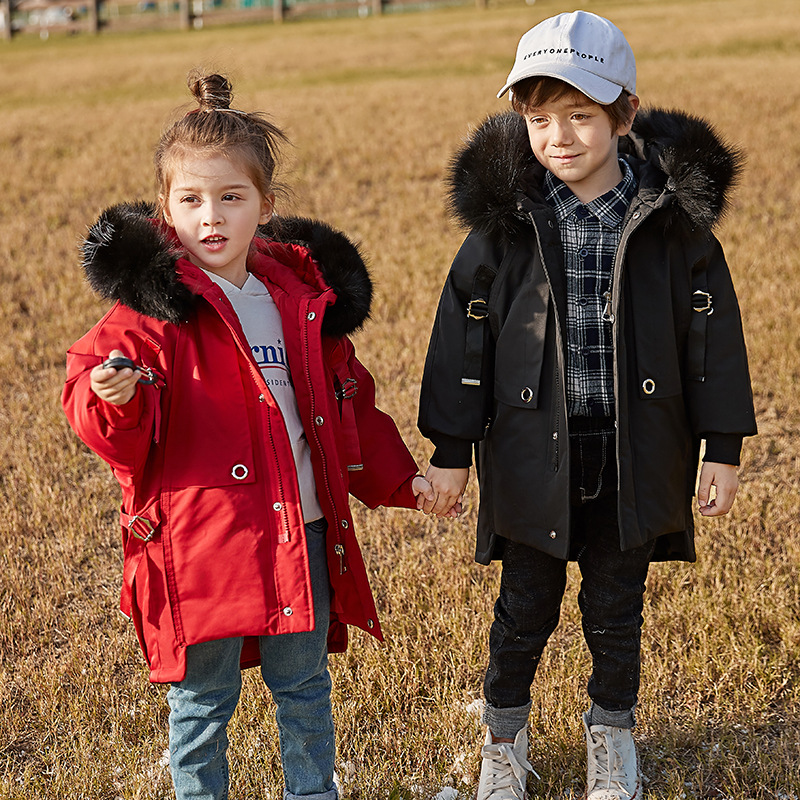 儿童羽绒服男童中长款2019韩版新款加厚童装中小童宝宝冬装外套|ru