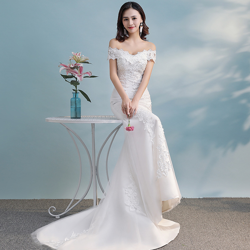 Vestido de Novia Estilo Mori de Un Solo Hombro, Vestido de Novia con Cola de Sirena Ajustado Estilo Princesa, Vestido de Novia Ligero, Nuevo Estilo 2026