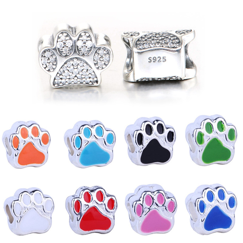 Cute Footprint Beads DIY Suitable for European Charm Ladies Children Pando Handle Chain Accessories Wholesale