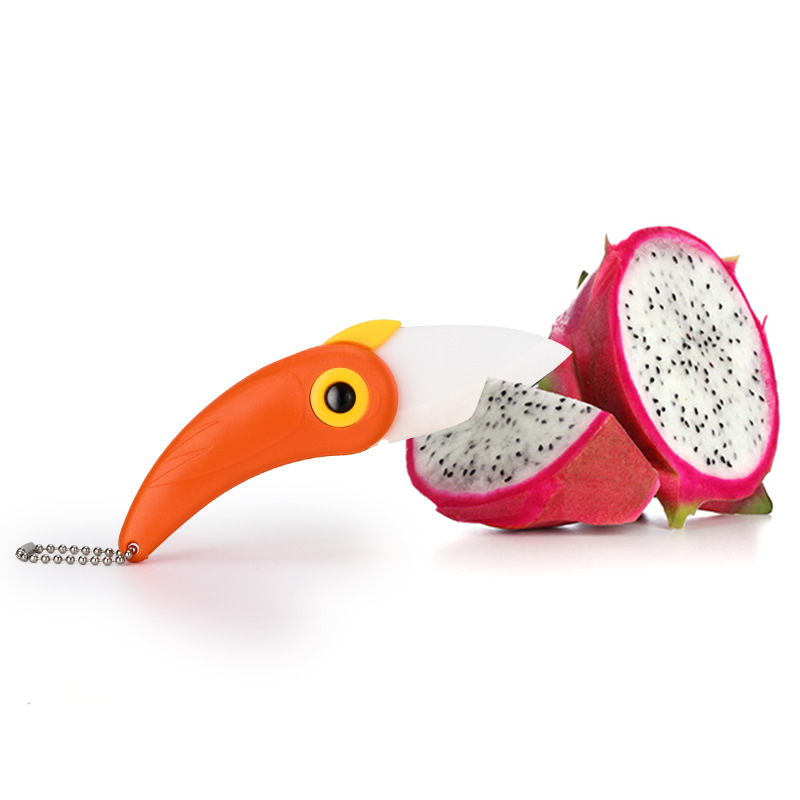 現貨小鳥陶瓷刀折疊水果刀陶瓷瓜刨廚房刀具戶外創意便攜小刀禮品