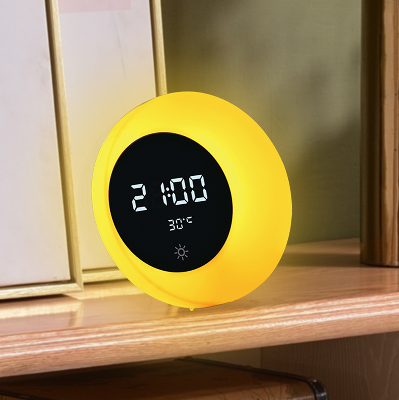 弦月小夜灯时钟人体感应闹钟创意声控伴睡台灯家用挂钟月亮灯礼品