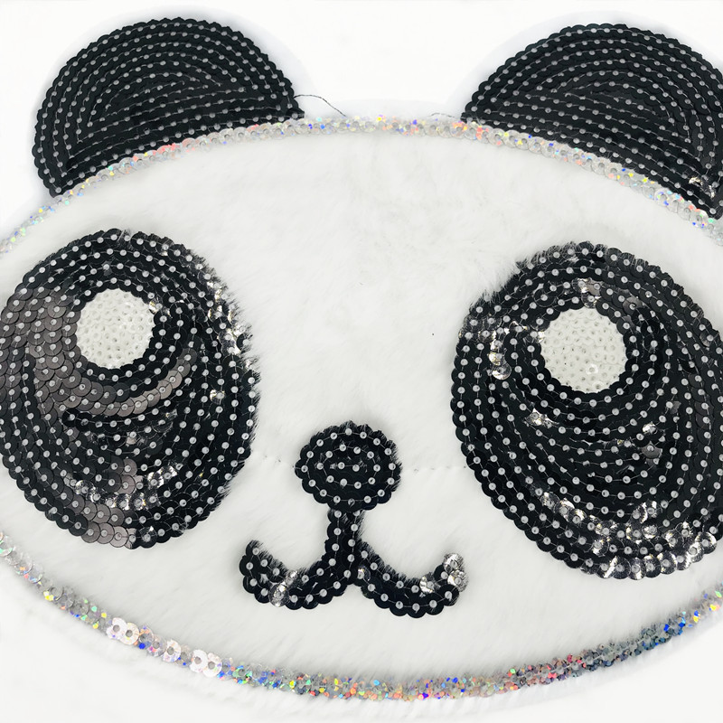 Longs Heng Stickerei Niedlichen Panda Pawletten Plüsch Stoff Aufkleber Kleidung Zerrissene Patch Aufkleber Jeans Dekoration Aufkleber display picture 3