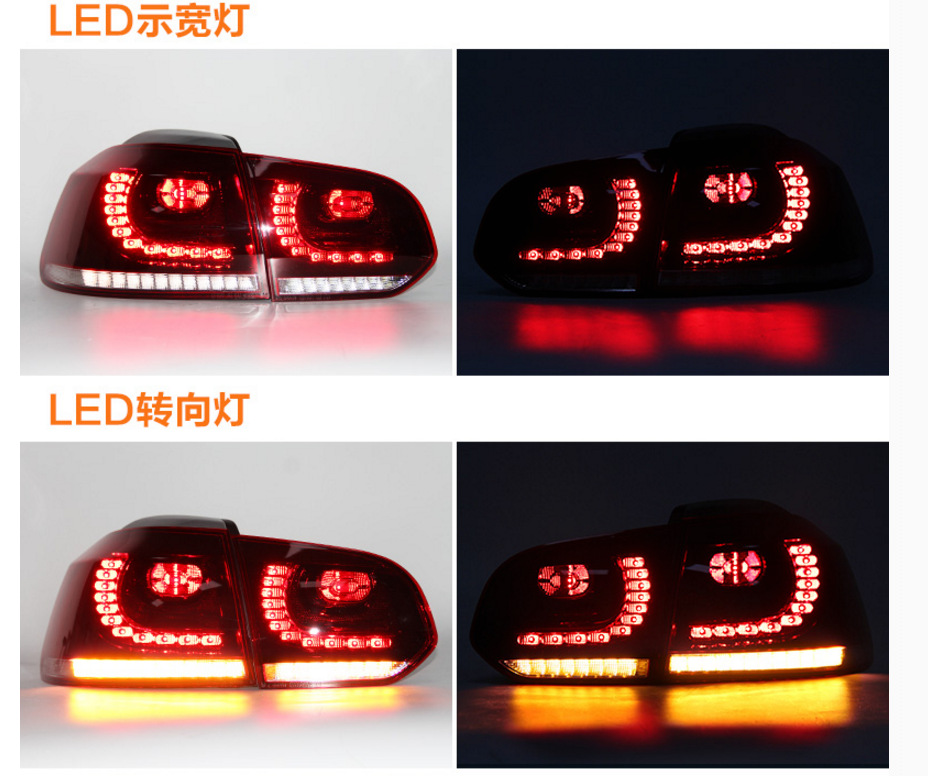 (2개) 골프 6 테일 라이트 높은 6GTI 수정 R20 테일 라이트 수정 LED 스트리머 흐름 슈퍼 밝은