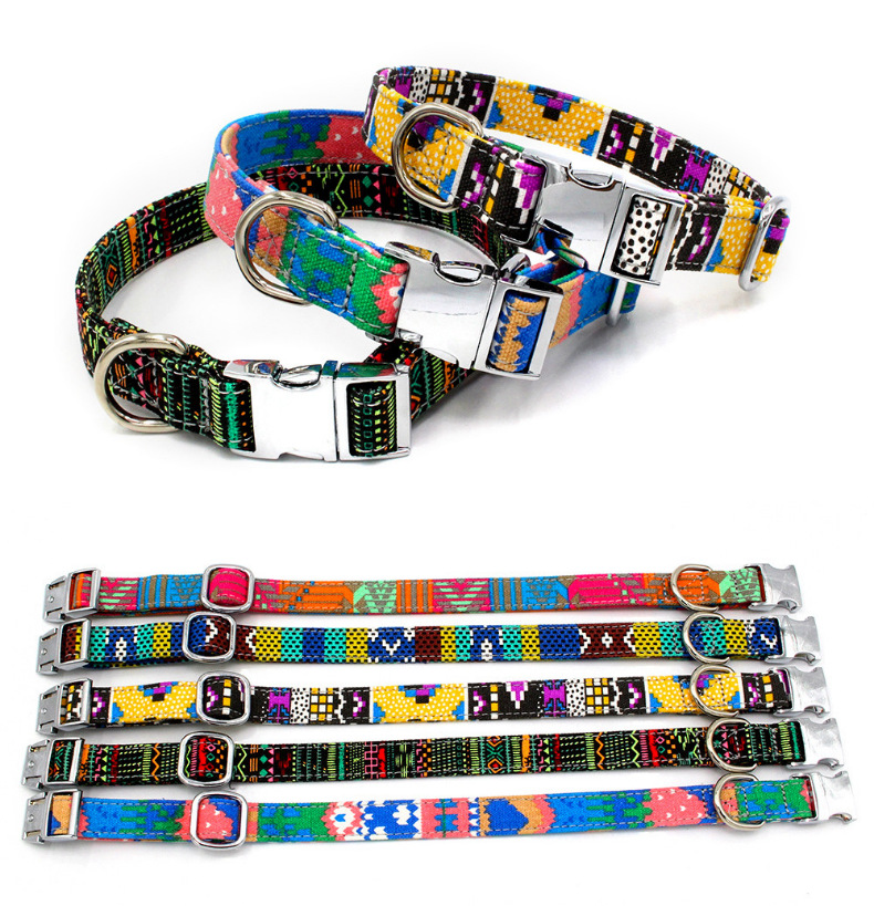 Fashion Canvas Color Block Pet Collar 1 Set display picture 1