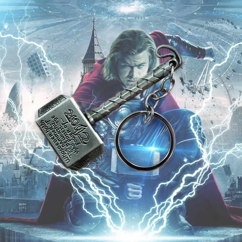 European and American Film Series Avengers Thor's Hammer Alloy Letter Keychain Fashion Retro Pendant