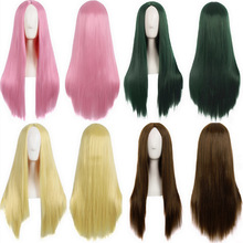 中分长直发女士假发 多颜色可选假发套 高温丝长直发假发