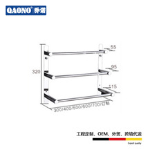 浴室毛巾杆多层置物架加厚304不锈钢酒店挂件方形亮光色厂家S3-30