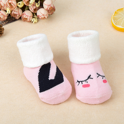 Striped terry socks children's socks boys girls baby pure cotton terry socks baby thickened warm socks wholesale