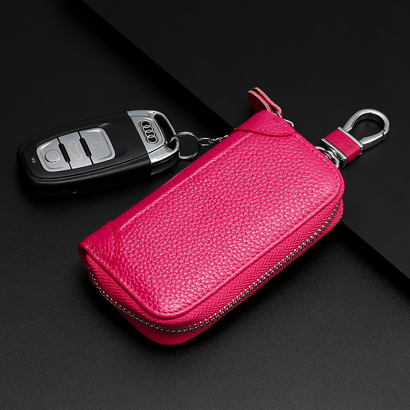Caja de llave de cuero genuino Cremallera de los hombres al por mayor multifuncional caja de la llave del coche Personalización de llavero de cuero genuino de negocios de las mujeres
