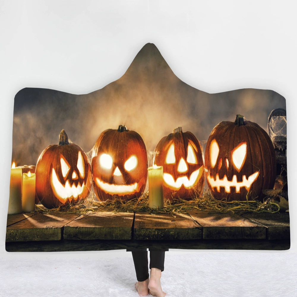 Вышивка 2 дня вышивка волос Хэллоуин Мода цифровая печать одеяло с капюшоном одеяло плащ утолщенный двойной слой