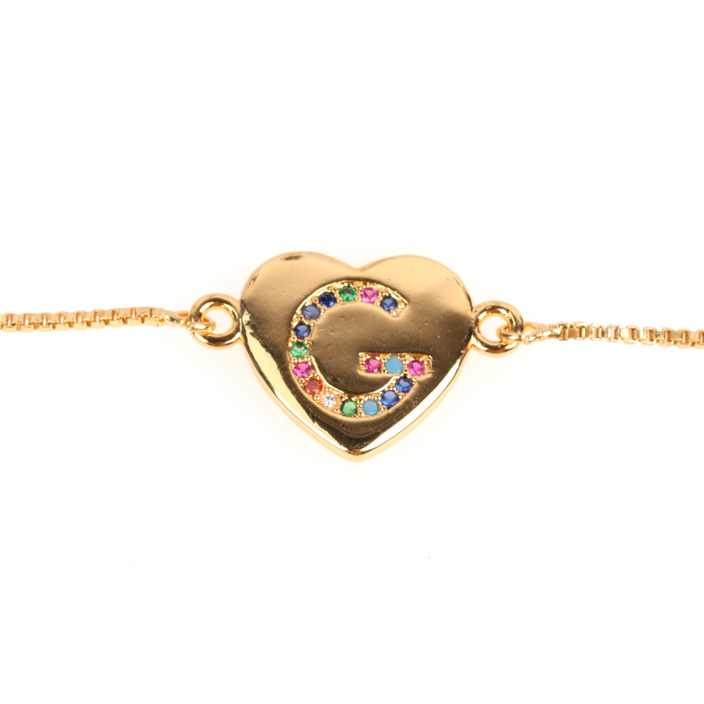 Jewelry Gift Love Peach Heart Bracelet Women's 26 Letter Color Zircon Pull Bracelet display picture 31