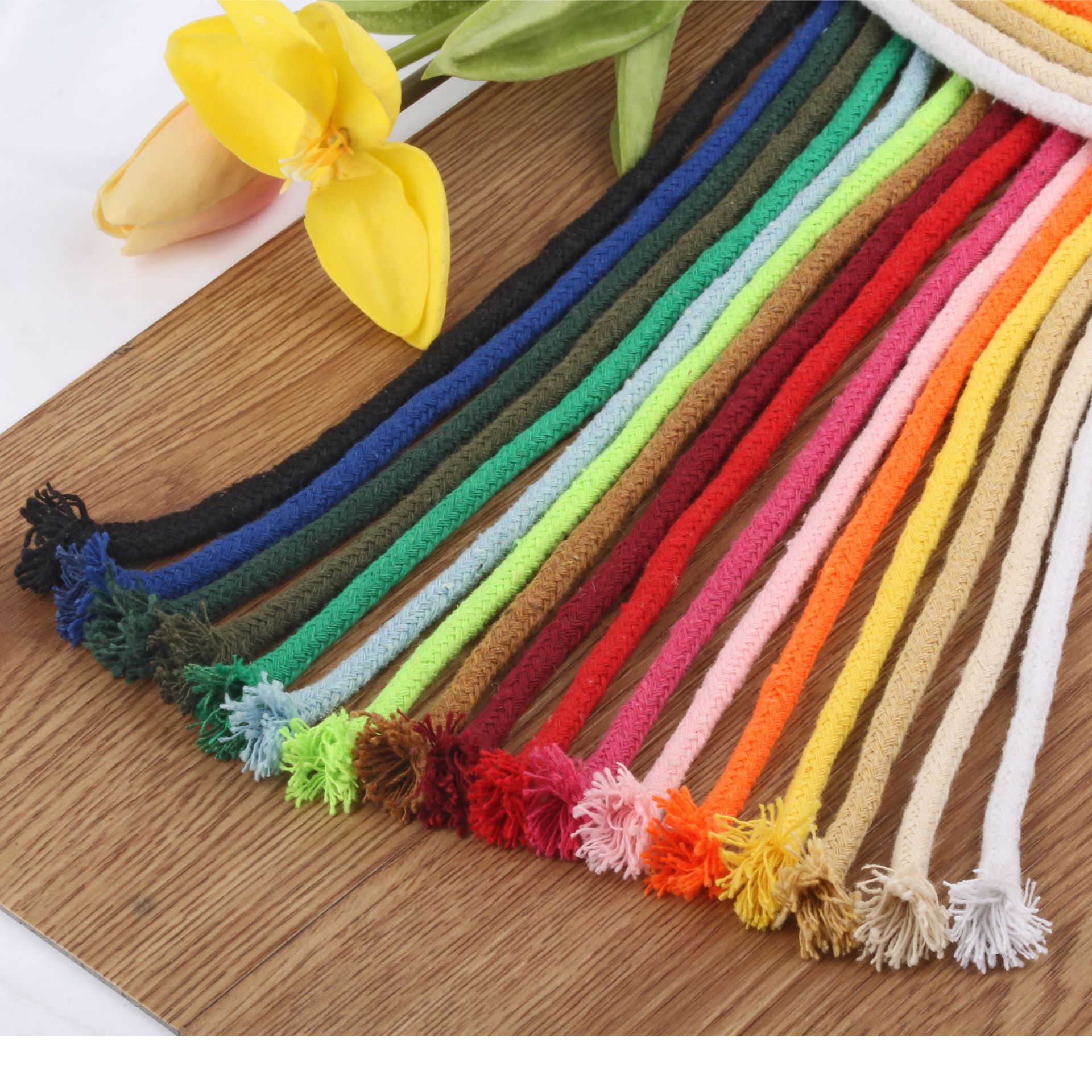 [ 5mm colour Cotton rope  16 solid weave colour Cotton rope Garment rope