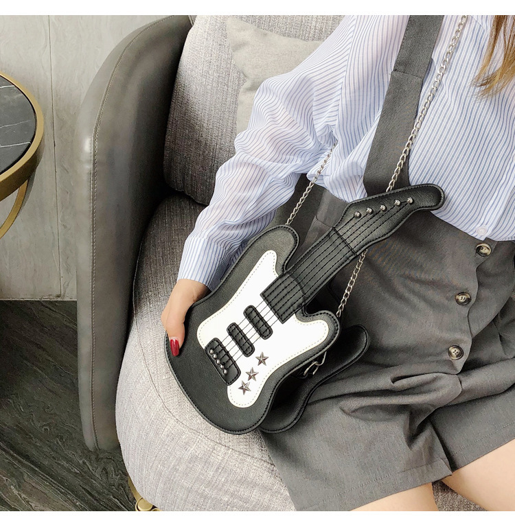 Women's Small Pu Leather Guitar Fashion Zipper Crossbody Bag display picture 5