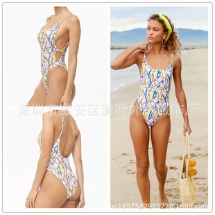 New European and American bikini one-piece ladies swimsuit foreign trade printed bikini AliExpress swimsuit wholesale direct sales