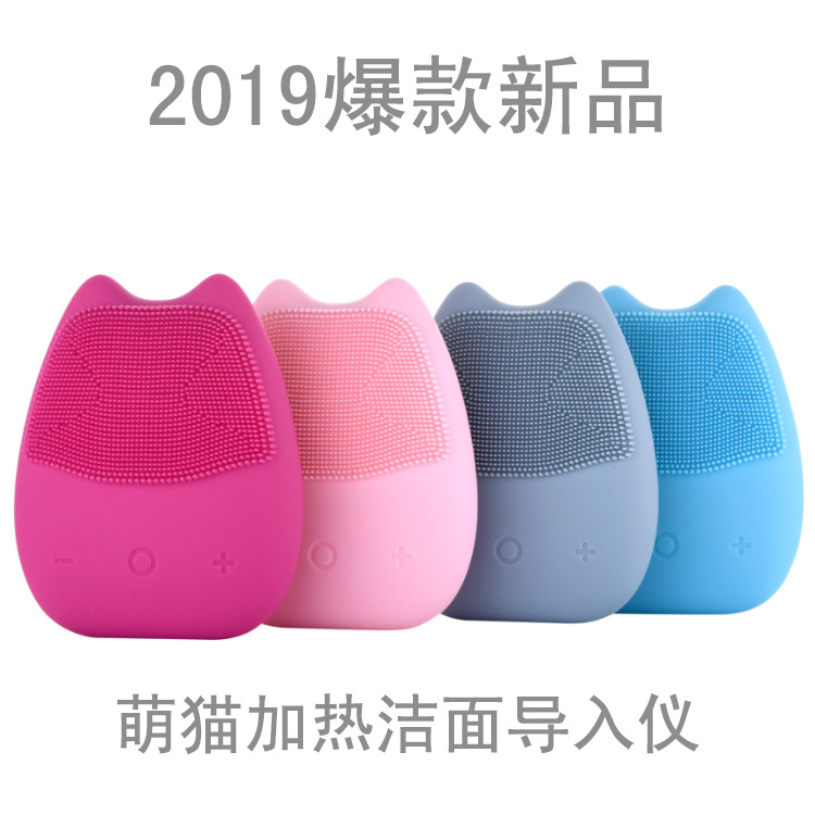 加热导入洁面仪洗脸仪超声波硅胶洗脸刷脸部电动毛孔清洁器洗脸|ms