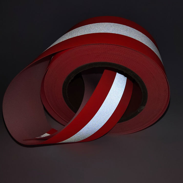 橘色阻燃反光布阻燃荧光面料红色阻燃警示带安全防护制服反光布