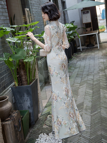 Chinese Dress Qipao for women cheongsam Changguo fishtail dress show
