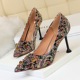 278-12 Retro-European and American High-heel Coloured Fabric with Shallow Point and Slender High-heel Banquet Women's Shoes Water Diamond Single Shoes