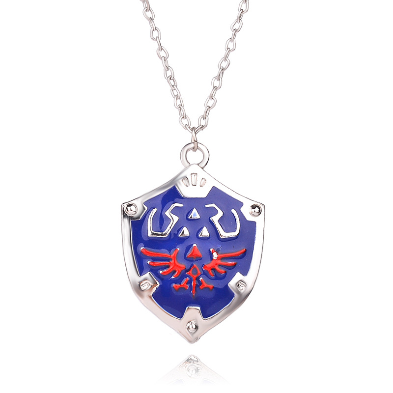 fashion  dripping oil wings shield pendant necklace unisex Zelda logo pendant necklace nihaojewelry 