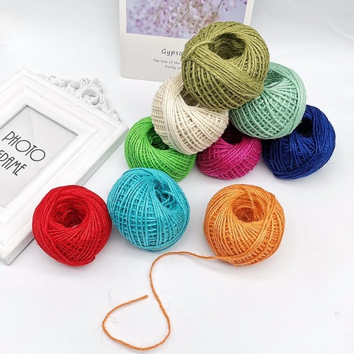 Factory supply colored jute rope 50 grams 25 colors photo wall decoration 3 strands 2mm Christmas jute rope tag rope 