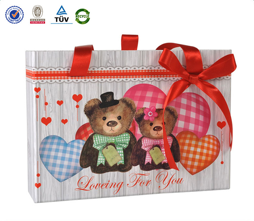 销售精美礼品盒可爱熊宝宝手提抽屉盒圣诞节礼物通用包装礼盒收纳