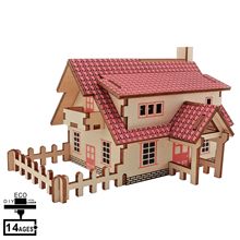 馨联厂家批发西式小屋3D立体木制拼图益智拼板DIY手工儿童玩具